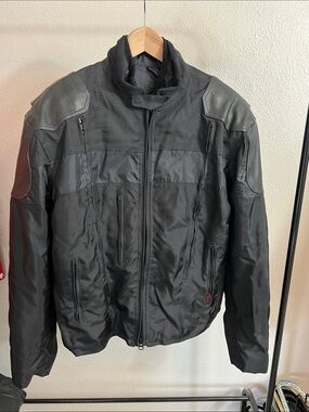 Milwaukee Motorcycle Clothing Co Black Leather Nylon Mesh Riding Jacket XXL